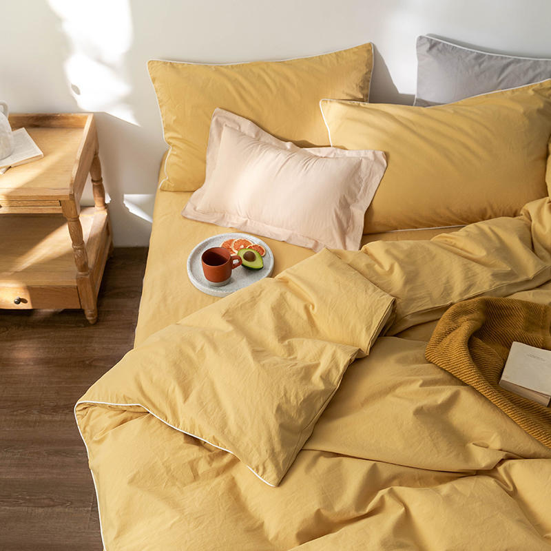 Solid Color100%100% Cotton Spring and Autumn Four-Piece Bedding Set