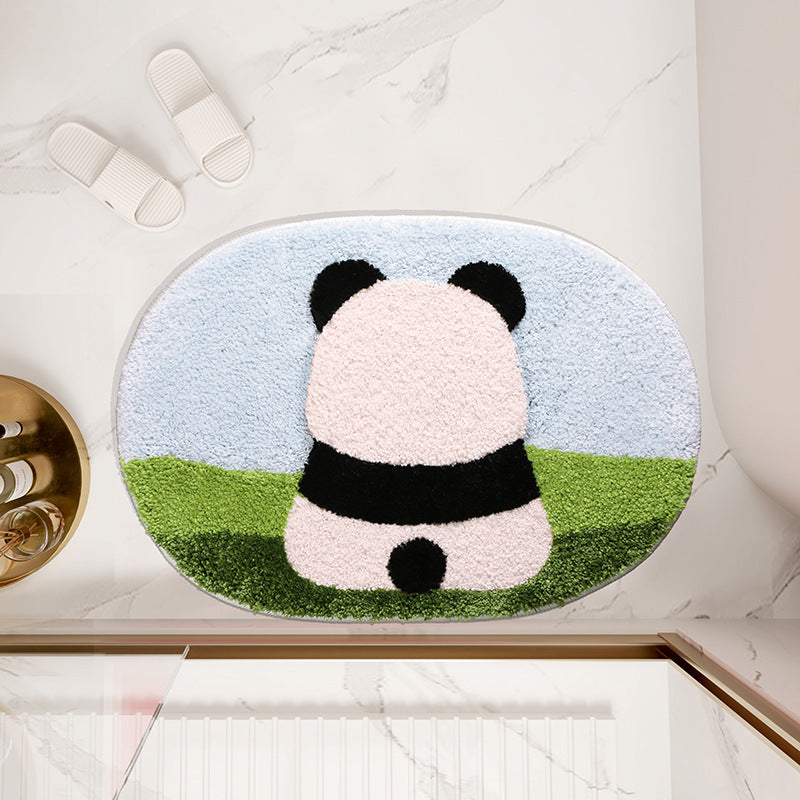 Cartoon Panda Carpet for Cooling and Insulation, Water Absorbent Bathroom Rug