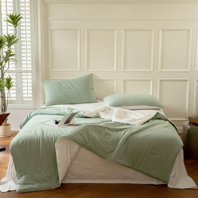 Mother and Baby Grade Knitted Cotton Solid Color Double Layer Summer Quilt Four-Piece Set Machine Washable Air Conditioning Quilt