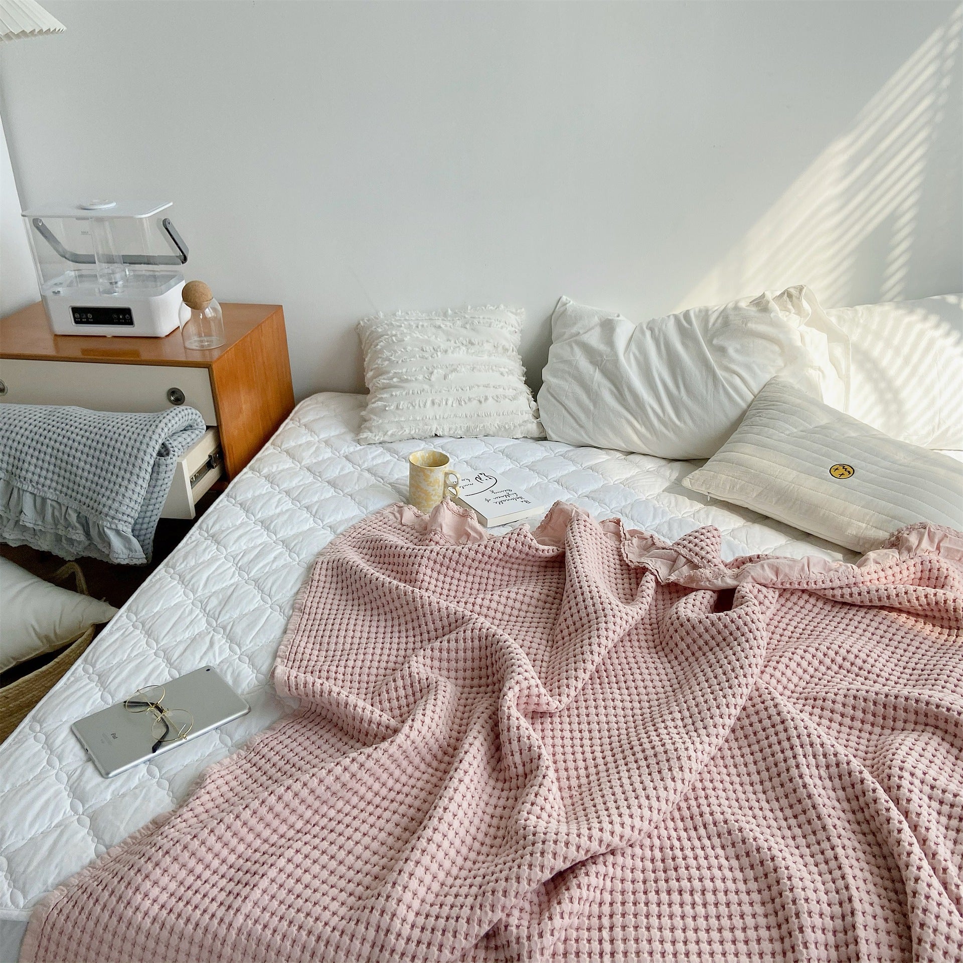 Pure Cotton Waffle Soft Towel Blanket Summer Quilt