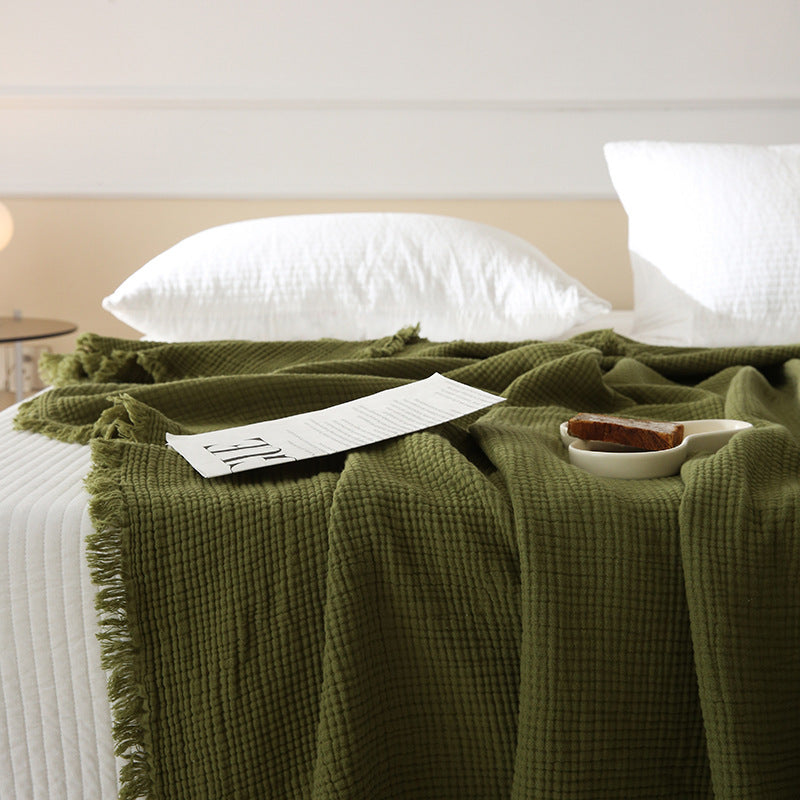 Minimalist Four-Layer Gauze Tassel Blanket Office Summer Thin Cover Blanket Air Conditioning Quilt