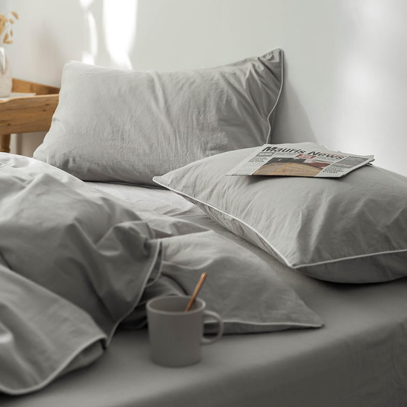 Solid Color100%100% Cotton Spring and Autumn Four-Piece Bedding Set