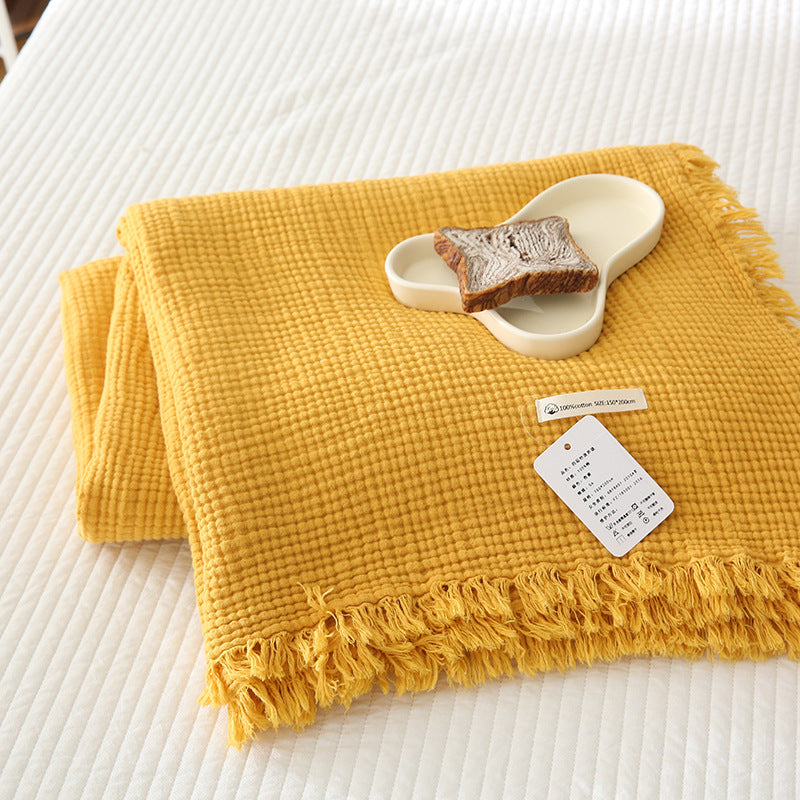 Minimalist Four-Layer Gauze Tassel Blanket Office Summer Thin Cover Blanket Air Conditioning Quilt