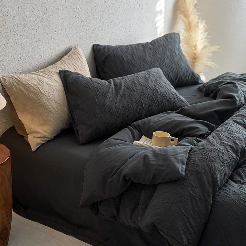 Maternity and Baby Grade Ultra Soft Double Layer Gauze Pure Cotton Solid Color Series Four-Piece Bed Set