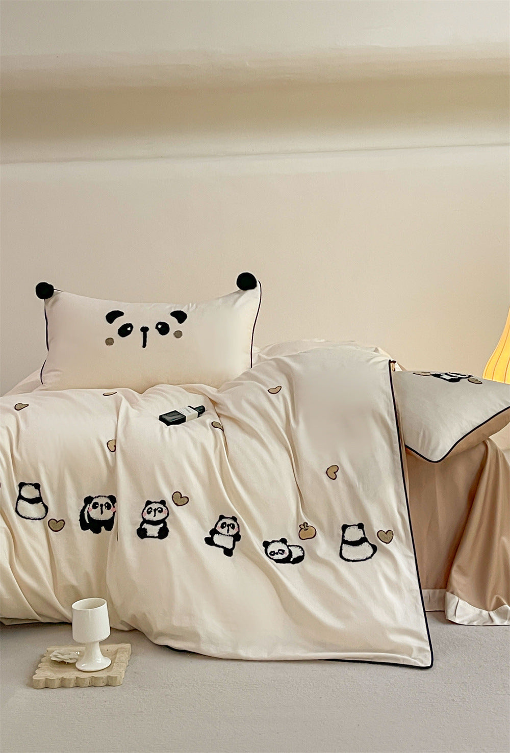 Autumn Winter Cartoon Style 100S Long Staple Cotton Brushed Four-Piece Set Skin-Friendly Warm Children's Bedding