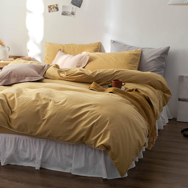 Solid Color100%100% Cotton Spring and Autumn Four-Piece Bedding Set