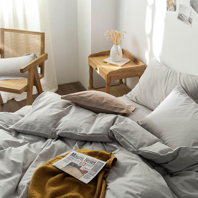 Solid Color100%100% Cotton Spring and Autumn Four-Piece Bedding Set