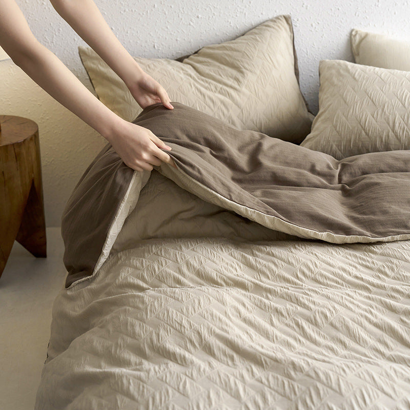 Maternity and Baby Grade Ultra Soft Double Layer Gauze Pure Cotton Solid Color Series Four-Piece Bed Set