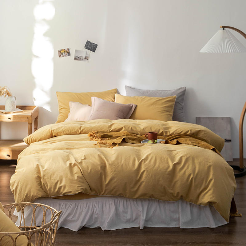 Solid Color100%100% Cotton Spring and Autumn Four-Piece Bedding Set