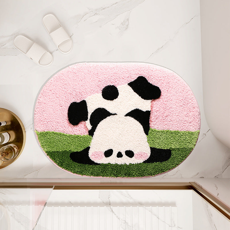 Cartoon Panda Carpet for Cooling and Insulation, Water Absorbent Bathroom Rug