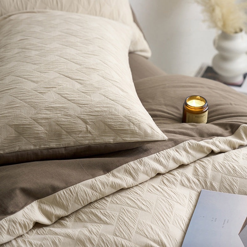 Maternity and Baby Grade Ultra Soft Double Layer Gauze Pure Cotton Solid Color Series Four-Piece Bed Set