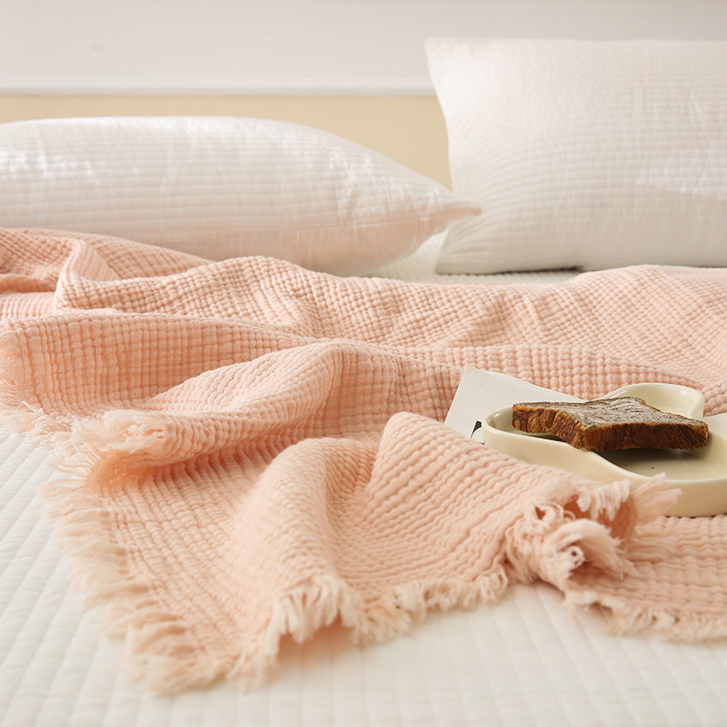 Minimalist Four-Layer Gauze Tassel Blanket Office Summer Thin Cover Blanket Air Conditioning Quilt
