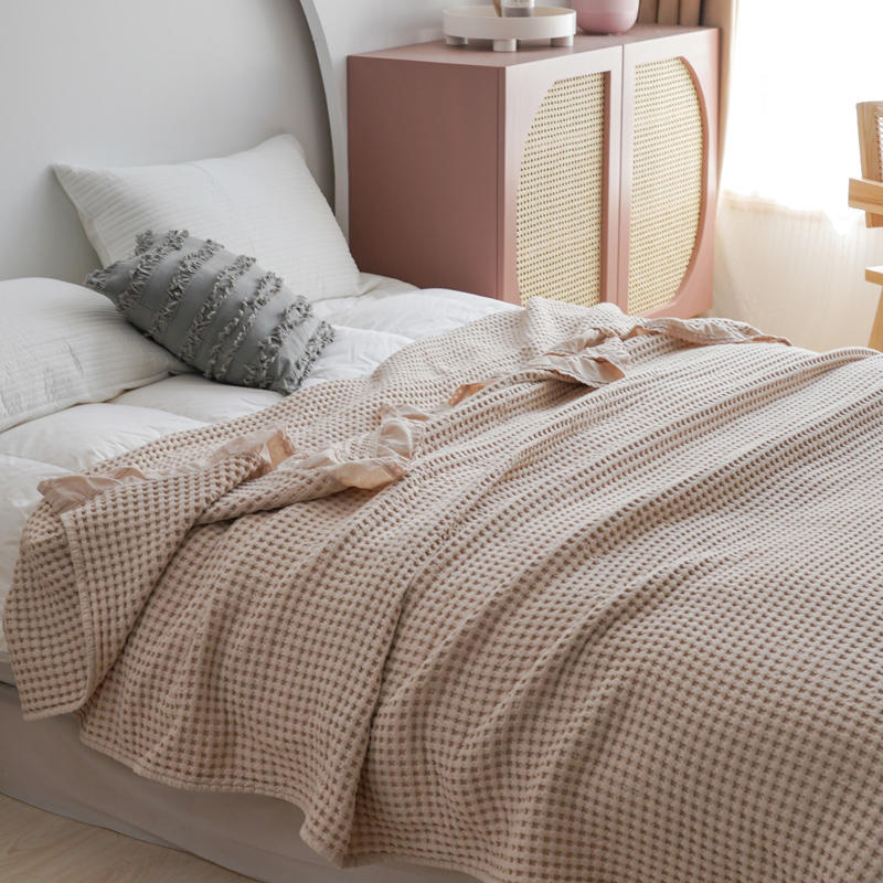 Pure Cotton Waffle Soft Towel Blanket Summer Quilt