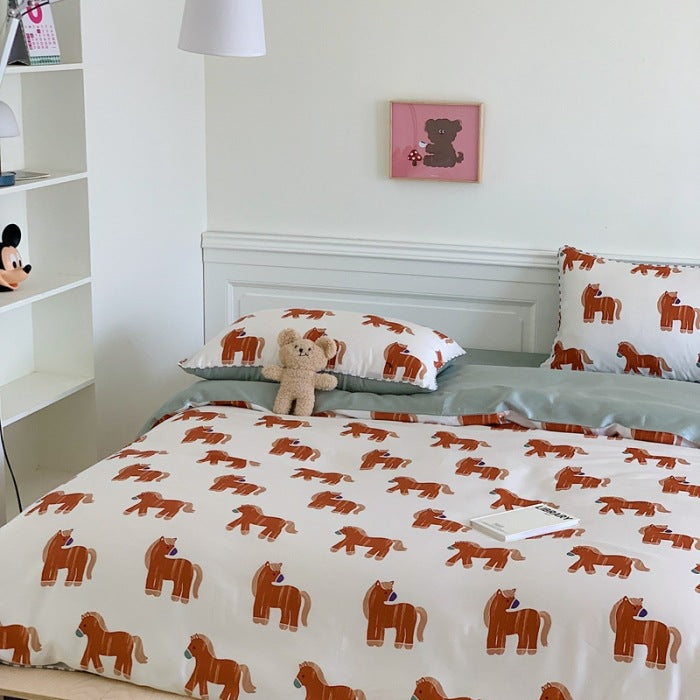 Cartoon 60 PCs Tencel Four-Piece Set Super Silky Ice Silk Cool Feeling for Children