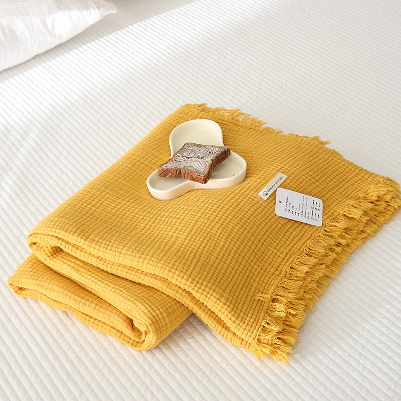Minimalist Four-Layer Gauze Tassel Blanket Office Summer Thin Cover Blanket Air Conditioning Quilt