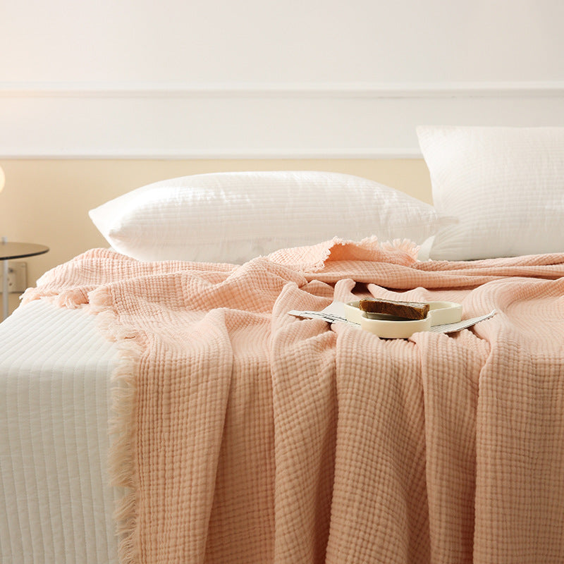 Minimalist Four-Layer Gauze Tassel Blanket Office Summer Thin Cover Blanket Air Conditioning Quilt
