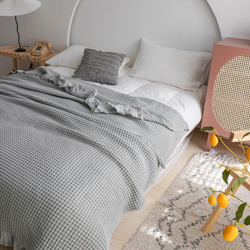 Pure Cotton Waffle Soft Towel Blanket Summer Quilt