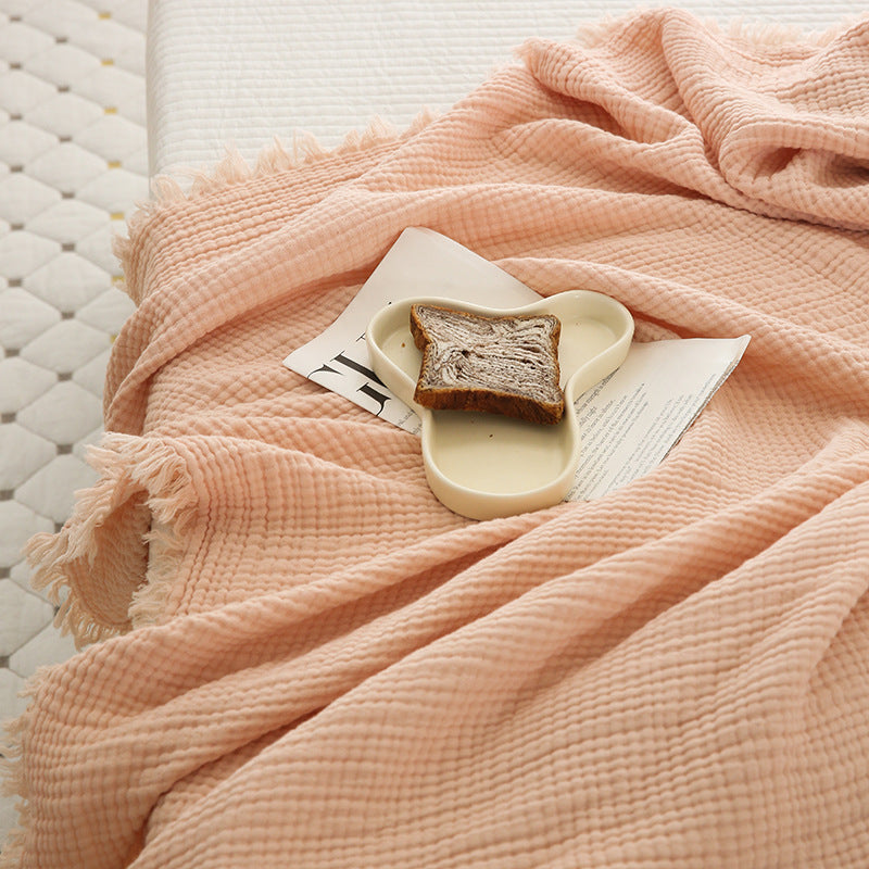 Minimalist Four-Layer Gauze Tassel Blanket Office Summer Thin Cover Blanket Air Conditioning Quilt