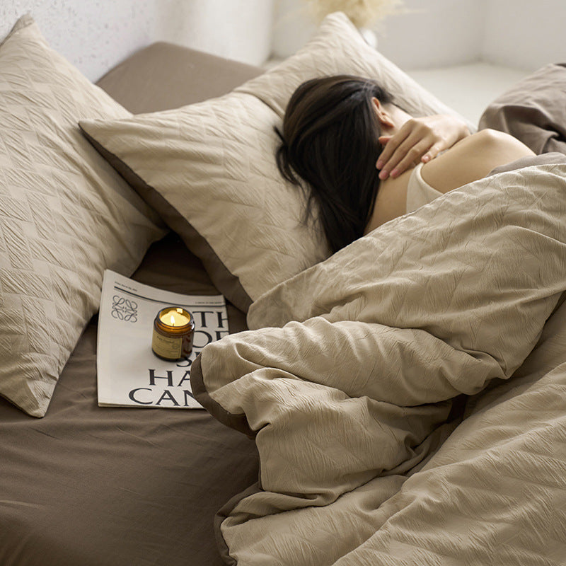 Maternity and Baby Grade Ultra Soft Double Layer Gauze Pure Cotton Solid Color Series Four-Piece Bed Set