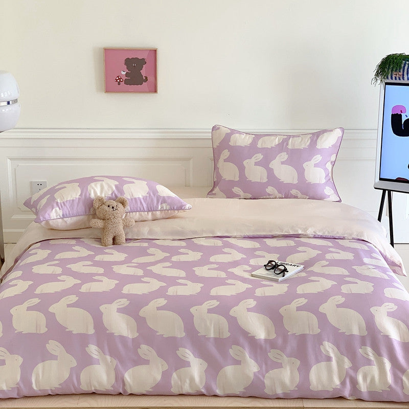 Cartoon 60 PCs Tencel Four-Piece Set Super Silky Ice Silk Cool Feeling for Children