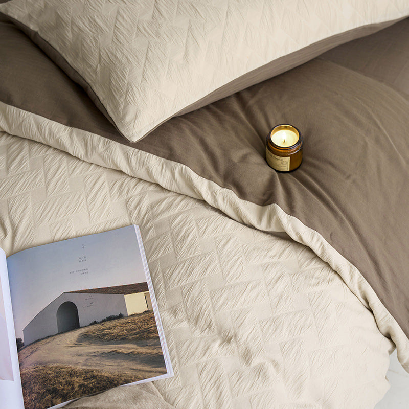 Maternity and Baby Grade Ultra Soft Double Layer Gauze Pure Cotton Solid Color Series Four-Piece Bed Set