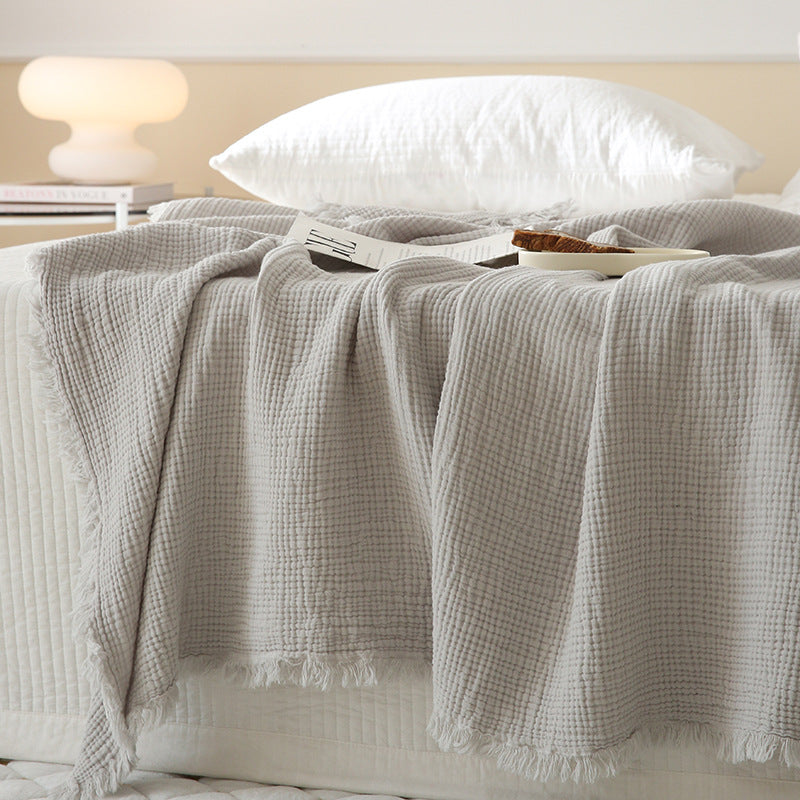 Minimalist Four-Layer Gauze Tassel Blanket Office Summer Thin Cover Blanket Air Conditioning Quilt