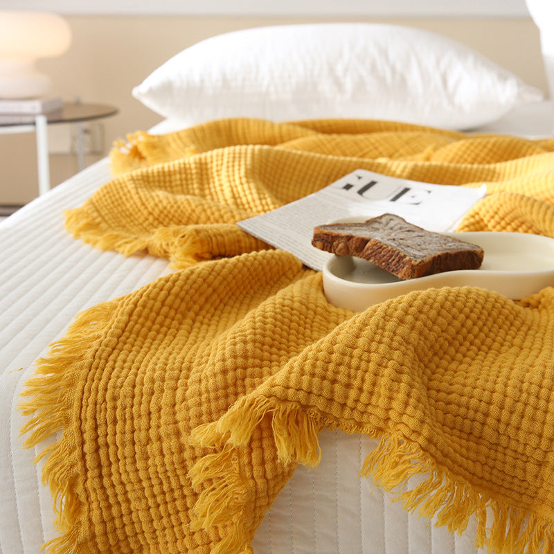 Minimalist Four-Layer Gauze Tassel Blanket Office Summer Thin Cover Blanket Air Conditioning Quilt