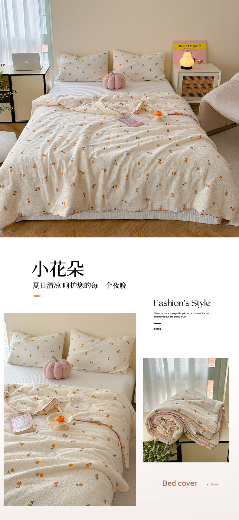 Double Layer Crinkle Cotton Summer Quilt Soft Air Conditioning Quilt for Summer