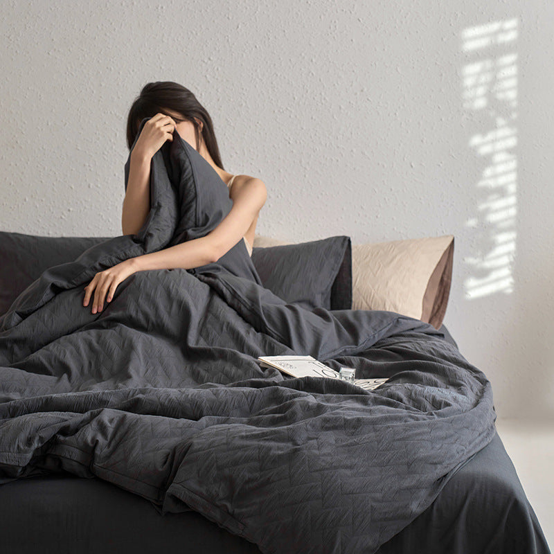 Maternity and Baby Grade Ultra Soft Double Layer Gauze Pure Cotton Solid Color Series Four-Piece Bed Set