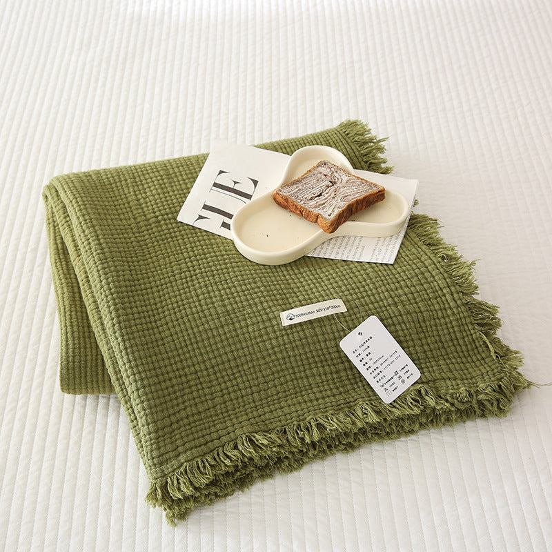 Minimalist Four-Layer Gauze Tassel Blanket Office Summer Thin Cover Blanket Air Conditioning Quilt
