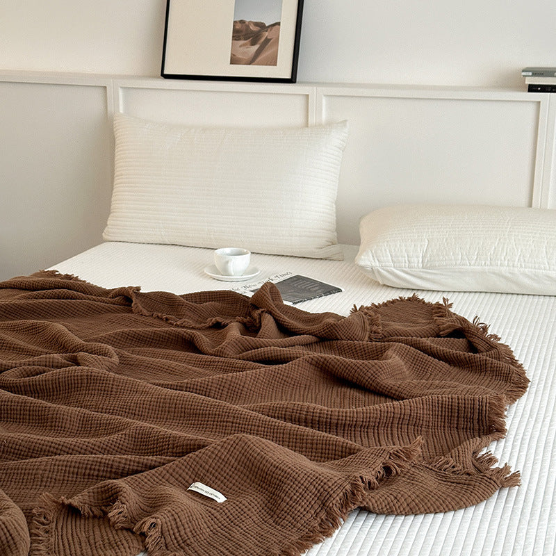 Minimalist Four-Layer Gauze Tassel Blanket Office Summer Thin Cover Blanket Air Conditioning Quilt