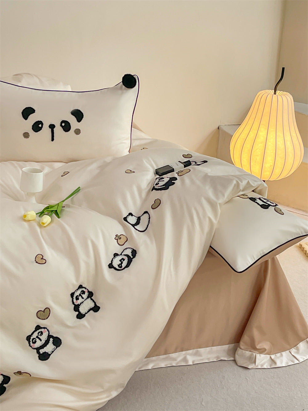 Autumn Winter Cartoon Style 100S Long Staple Cotton Brushed Four-Piece Set Skin-Friendly Warm Children's Bedding
