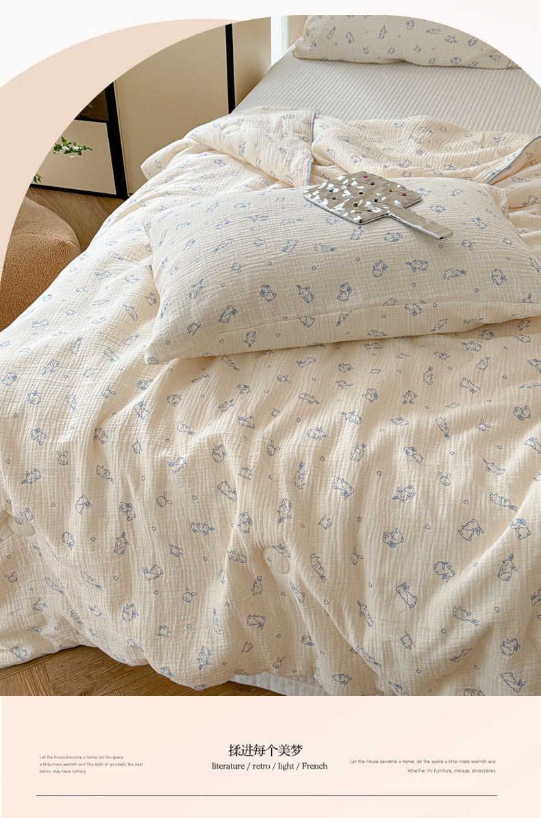 Double Layer Crinkle Cotton Summer Quilt Soft Air Conditioning Quilt for Summer