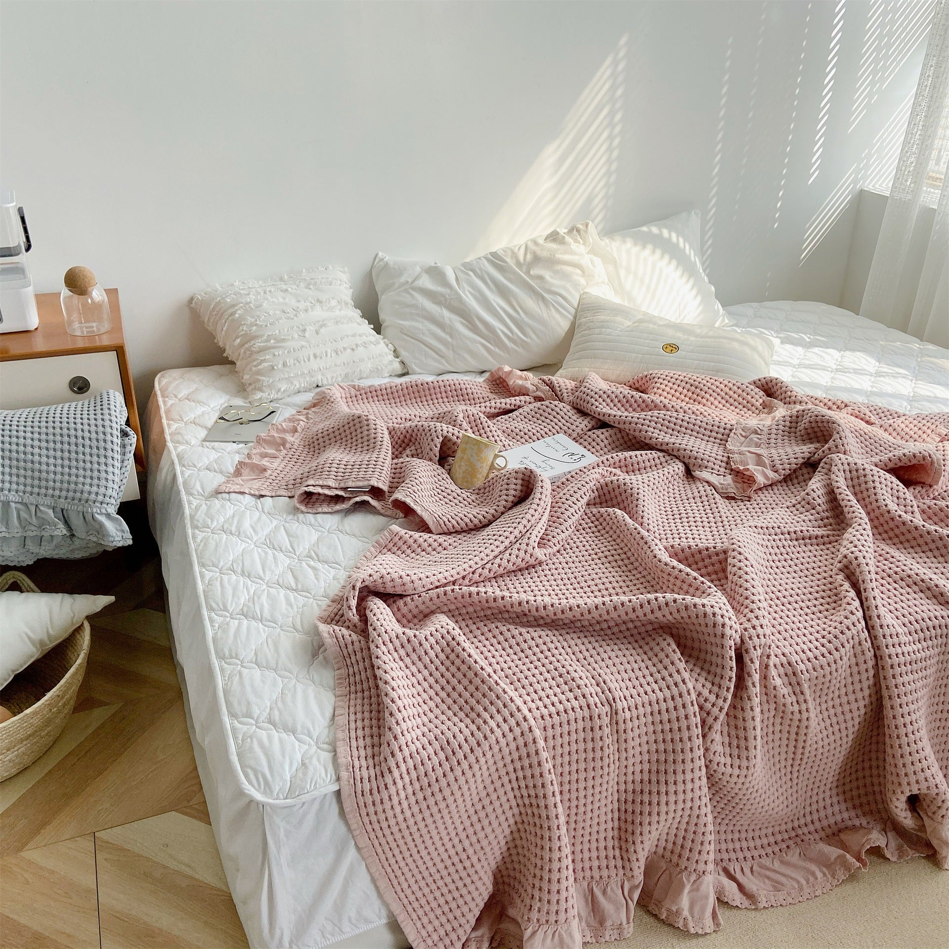 Pure Cotton Waffle Soft Towel Blanket Summer Quilt