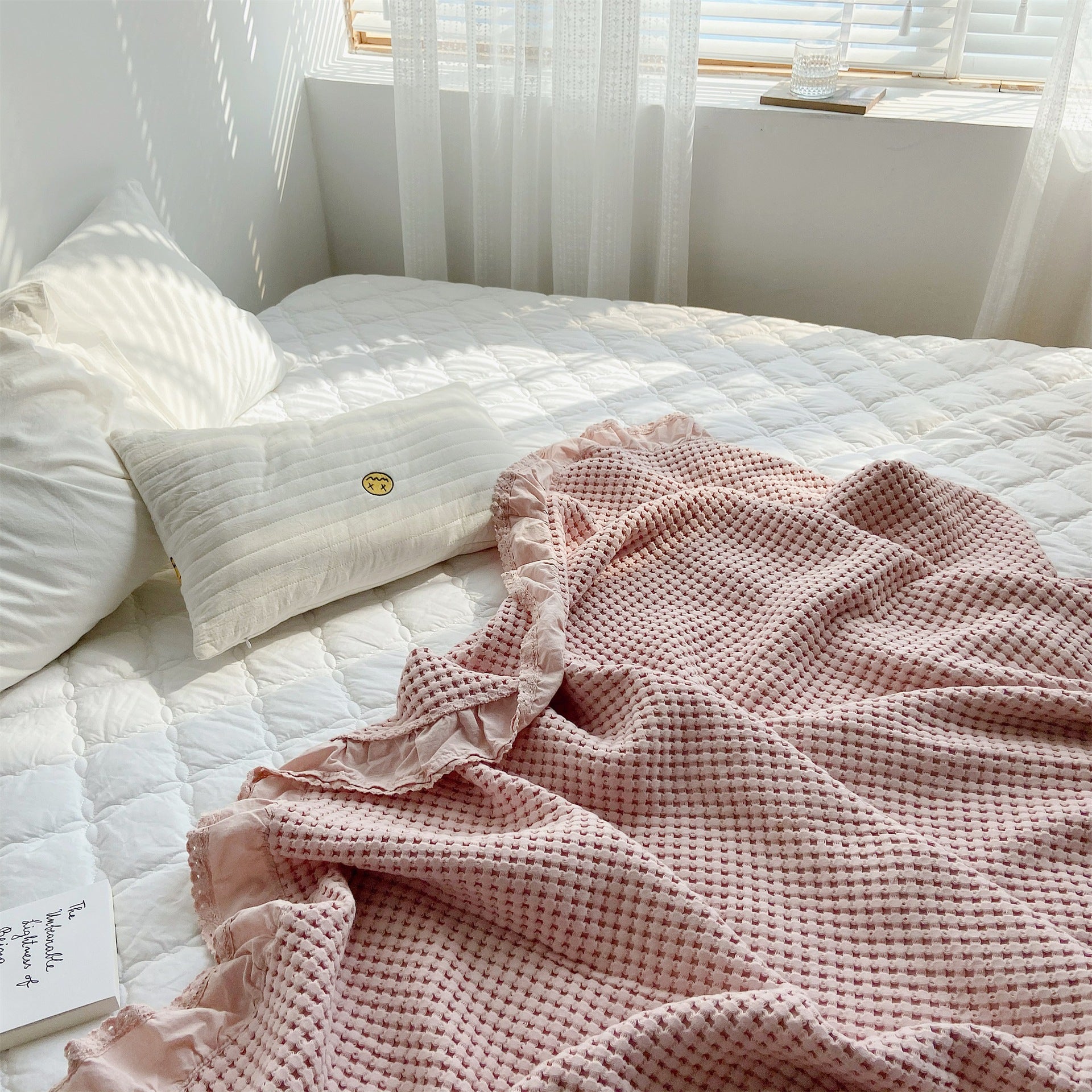 Pure Cotton Waffle Soft Towel Blanket Summer Quilt
