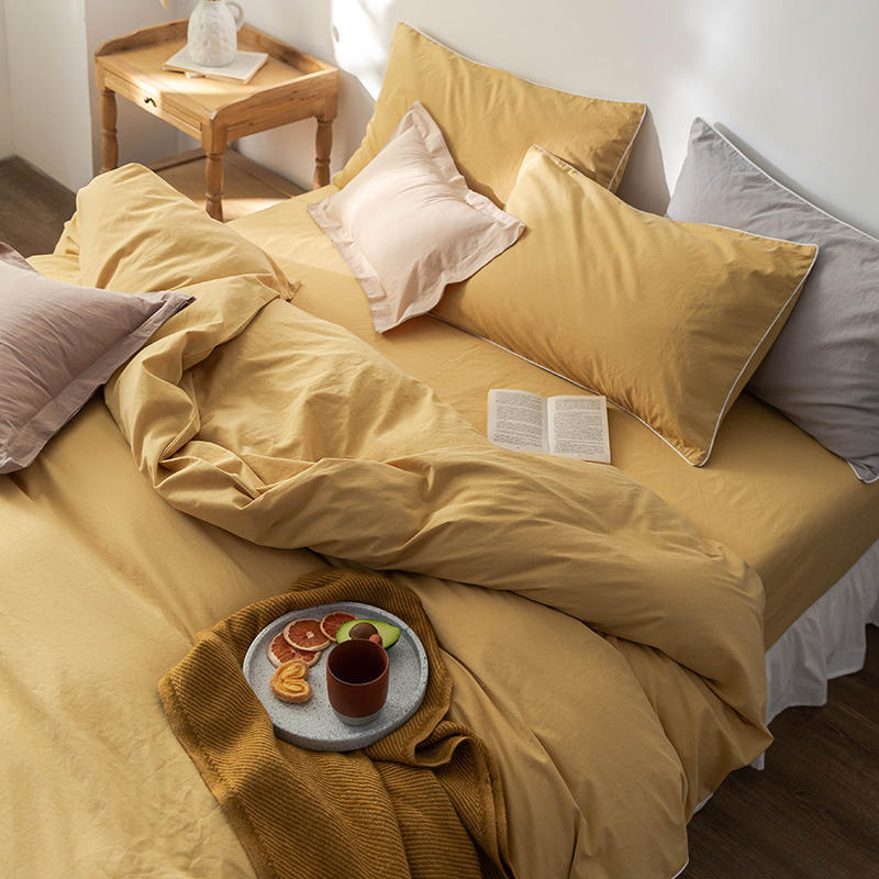 Solid Color100%100% Cotton Spring and Autumn Four-Piece Bedding Set
