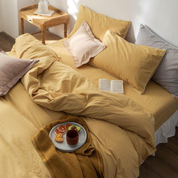 Solid Color100%100% Cotton Spring and Autumn Four-Piece Bedding Set