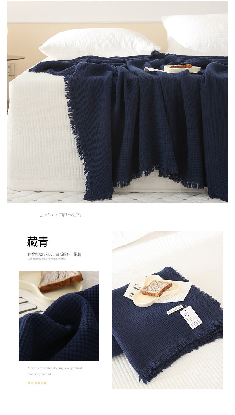 Minimalist Four-Layer Gauze Tassel Blanket Office Summer Thin Cover Blanket Air Conditioning Quilt